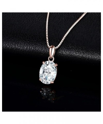 Oval Cut 1ct 2ct Moissanite Solitaire Pendant Necklace for Women, Simulated Diamond 925 Sterling Silver 14k White Gold Plated...