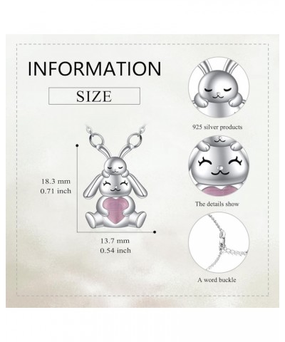 Cat Animal Necklace with Rose Quartz Pearl Sterling Silver two bunnies $19.74 Necklaces