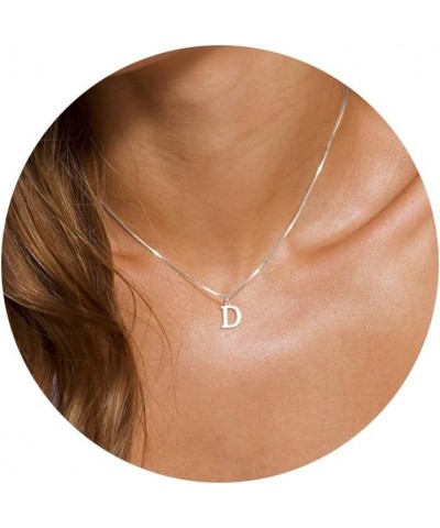 Silver Initial Necklaces for Women Girls, Dainty Silver Letter Necklace Simple Pendant Choker Necklace Trendy Cute Personaliz...