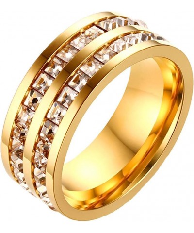 Unisex Stainless Steel Full Eternity Tiny Cubic Zirconia CZ Ring Fashion Wedding Engagement Bands Gold-Double Row $7.28 Rings