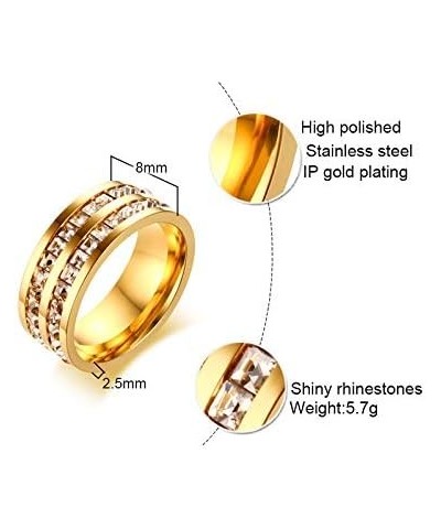 Unisex Stainless Steel Full Eternity Tiny Cubic Zirconia CZ Ring Fashion Wedding Engagement Bands Gold-Double Row $7.28 Rings