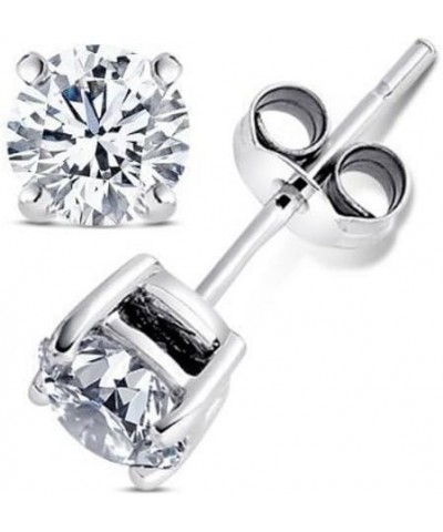 Authentic 925 Sterling Silver 10.00 Carat Round Cubic Zirconia Stud Earrings $9.89 Earrings