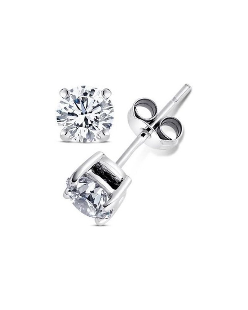 Authentic 925 Sterling Silver 10.00 Carat Round Cubic Zirconia Stud Earrings $9.89 Earrings