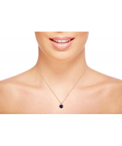 10K Rose Gold 6mm Round Rope Frame Rabbit Ear 18" Rope Chain Necklace Created Blue Sapphire Rose Gold $62.98 Necklaces