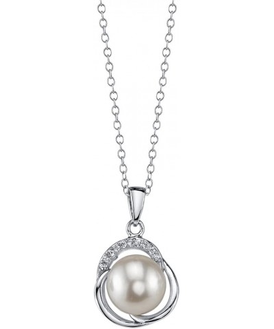 Freshwater Cultured Pearl Pendant for Women Flower Necklace with Sterling Silver and Cubic Zirconia white $22.68 Necklaces