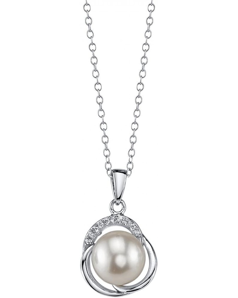 Freshwater Cultured Pearl Pendant for Women Flower Necklace with Sterling Silver and Cubic Zirconia white $22.68 Necklaces