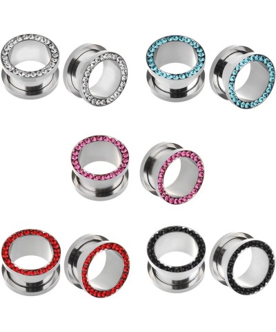 IPINK-10pcs Stainless Steel Screw Flesh Tunnel Ear Plug Expander Stretcher Muliti- colors 8g-9/16 5 Pairs of gauge-9/16"(14mm...