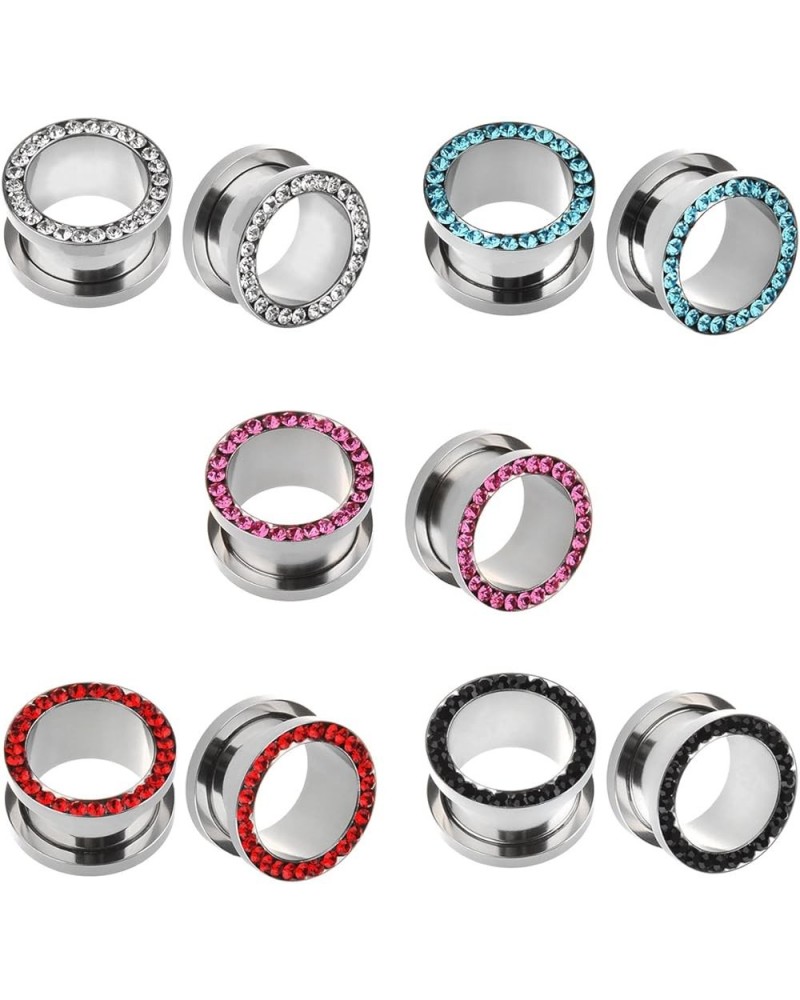 IPINK-10pcs Stainless Steel Screw Flesh Tunnel Ear Plug Expander Stretcher Muliti- colors 8g-9/16 5 Pairs of gauge-9/16"(14mm...