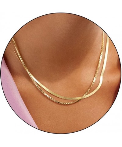 Gold Necklace for Women,Handmade 18K Gold Plated Trendy Chunky Thin Paperclip Snake Chain Gold Layered Necklaces for Women Ba...