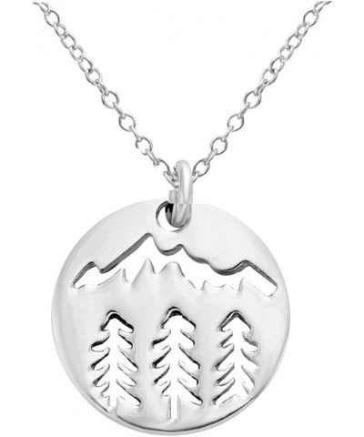 Tiny Mountain Forest Nature Wilderness Trees Hiking Camping Pendant Necklace Pendant D:0.90 inches $9.12 Necklaces