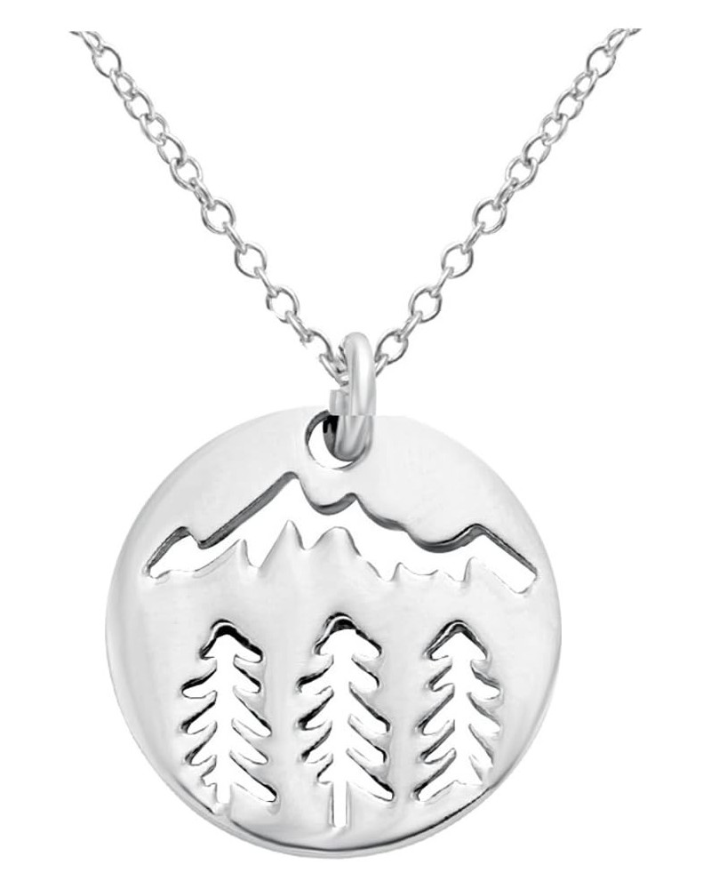 Tiny Mountain Forest Nature Wilderness Trees Hiking Camping Pendant Necklace Pendant D:0.90 inches $9.12 Necklaces