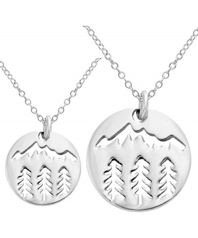 Tiny Mountain Forest Nature Wilderness Trees Hiking Camping Pendant Necklace Pendant D:0.90 inches $9.12 Necklaces