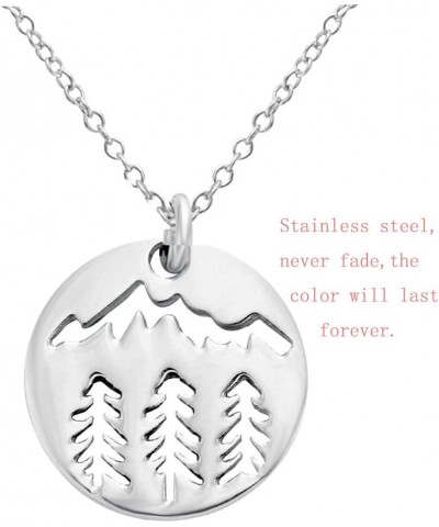 Tiny Mountain Forest Nature Wilderness Trees Hiking Camping Pendant Necklace Pendant D:0.90 inches $9.12 Necklaces