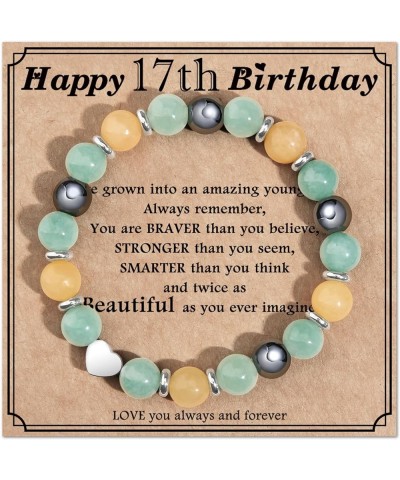 Jewelry&Card Birthday Gifts for Women Girls Natural Stone Bracelet 13 14 15 16 17 18 19 20 21 30 40 50 60 70 80 Year old Gift...