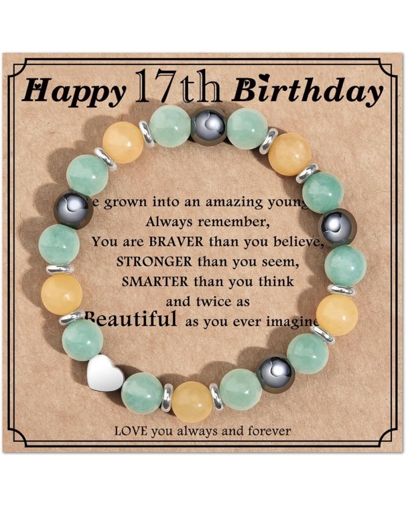 Jewelry&Card Birthday Gifts for Women Girls Natural Stone Bracelet 13 14 15 16 17 18 19 20 21 30 40 50 60 70 80 Year old Gift...