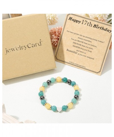 Jewelry&Card Birthday Gifts for Women Girls Natural Stone Bracelet 13 14 15 16 17 18 19 20 21 30 40 50 60 70 80 Year old Gift...