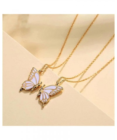 Butterfly Necklace Cute Enamel Butterfly Animal Friendship Pendant Necklace for Women Men Best Friend Jewelry Gold $6.62 Neck...