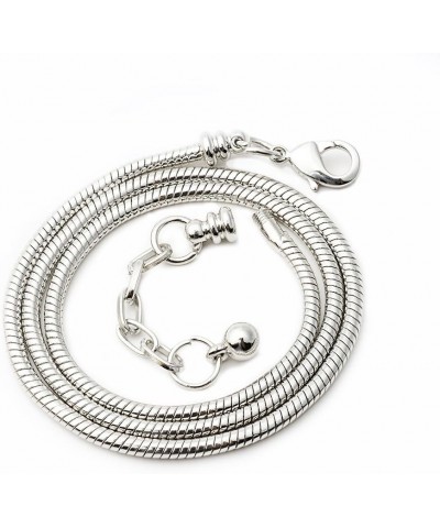 10pcs 45cm White Silver Plated Snake Chain Necklace European Charm Beads Lobster Clasp Jewelry 5 PCS Silver $17.32 Necklaces