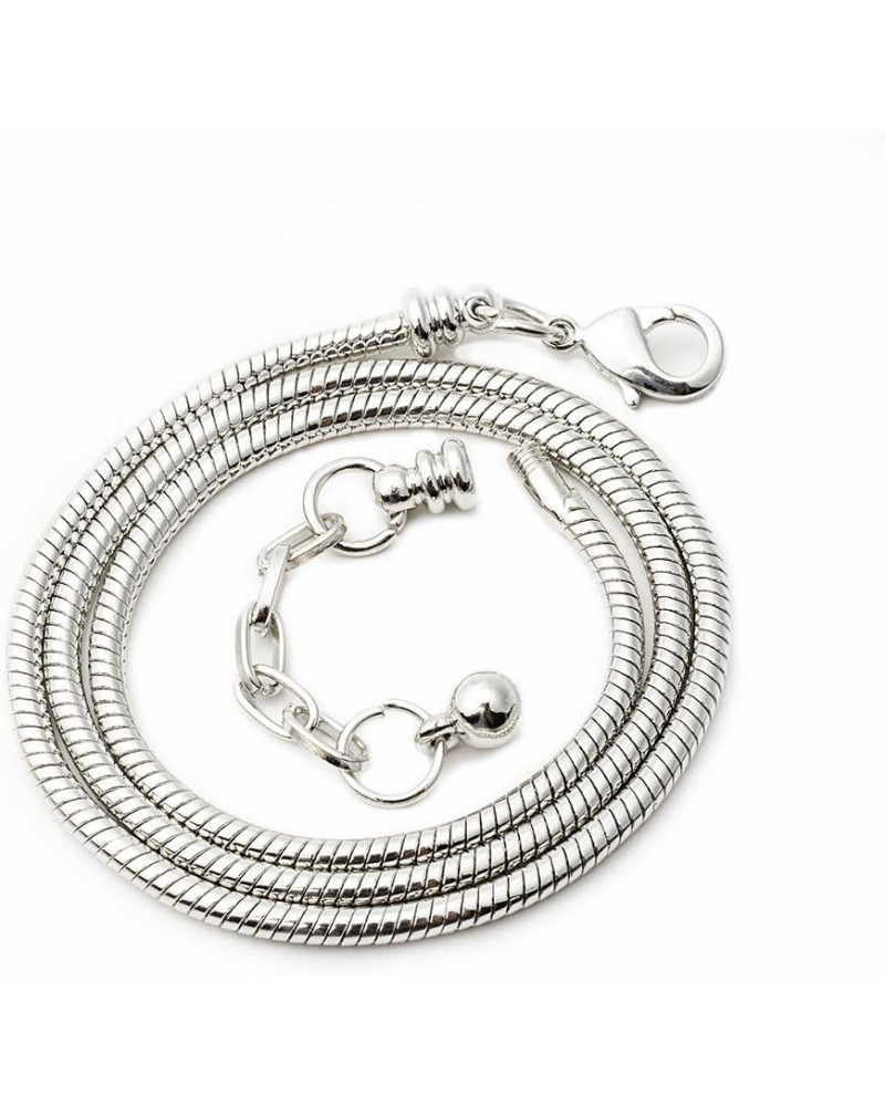 10pcs 45cm White Silver Plated Snake Chain Necklace European Charm Beads Lobster Clasp Jewelry 5 PCS Silver $17.32 Necklaces