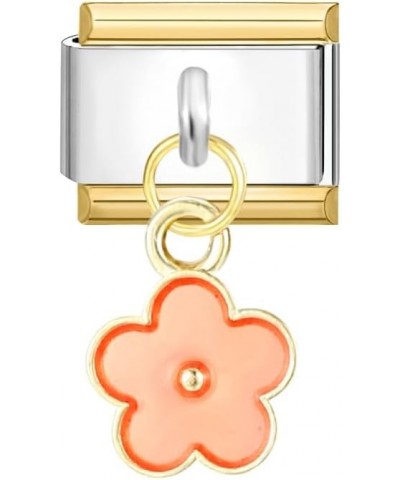 Italian Charm with Pendant Flower - Orange $7.66 Bracelets