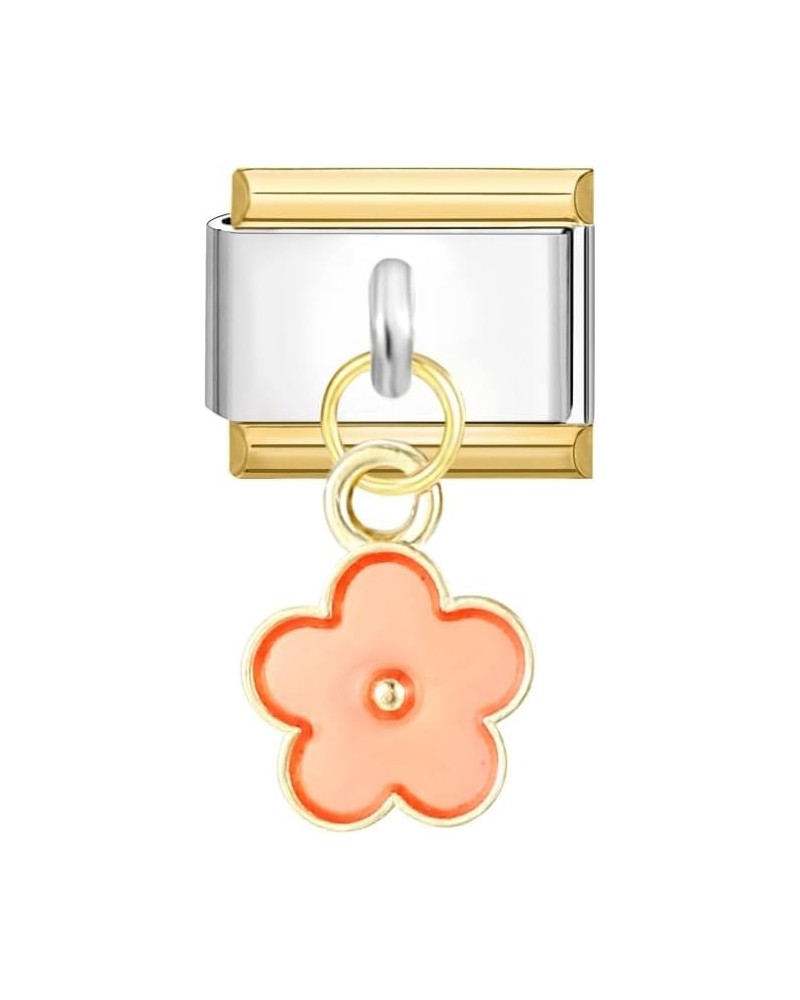 Italian Charm with Pendant Flower - Orange $7.66 Bracelets