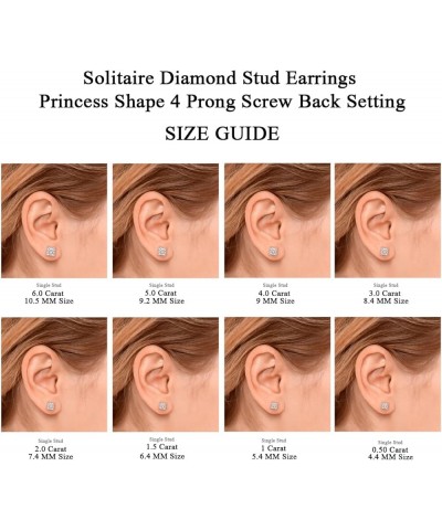 1/6 Carat- 12 Carat Lab Grown Diamond Earrings | IGI Certified Solitaire Lab Diamond Stud Earrings 4 Prong | F-G Color, VS1-V...