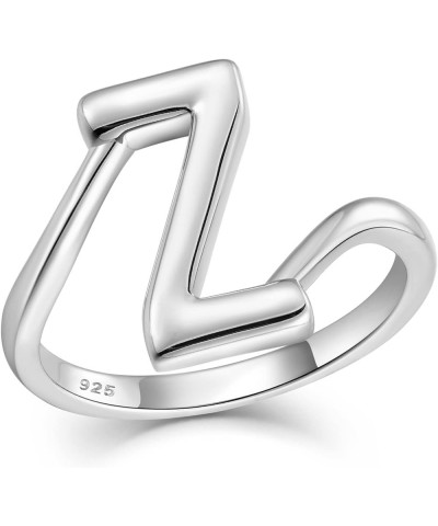 Large Initial Ring for Women 925 Sterling Silver Letters A-Z 26 Alphabet Adjustable Ring Size 7 Z $22.56 Rings