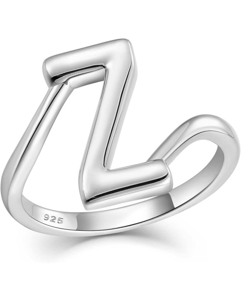 Large Initial Ring for Women 925 Sterling Silver Letters A-Z 26 Alphabet Adjustable Ring Size 7 Z $22.56 Rings