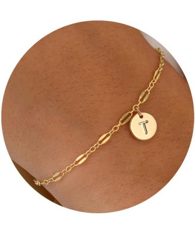 Gold Initial Bracelets for Women Girls - Stainless Steel Disc Initial Bracelet Dainty Gold Bracelets for Women Girls Jewelry ...