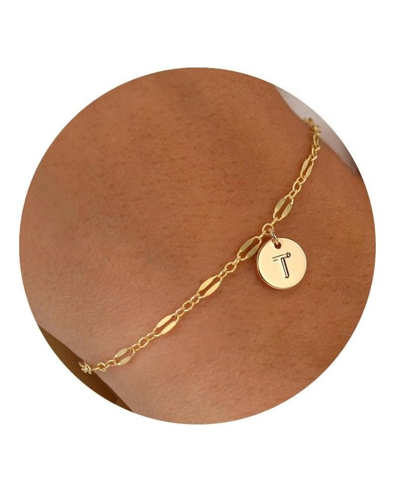 Gold Initial Bracelets for Women Girls - Stainless Steel Disc Initial Bracelet Dainty Gold Bracelets for Women Girls Jewelry ...