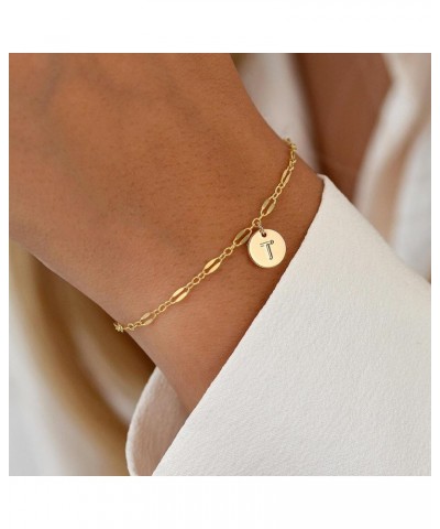 Gold Initial Bracelets for Women Girls - Stainless Steel Disc Initial Bracelet Dainty Gold Bracelets for Women Girls Jewelry ...