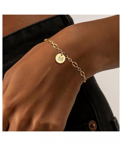 Gold Initial Bracelets for Women Girls - Stainless Steel Disc Initial Bracelet Dainty Gold Bracelets for Women Girls Jewelry ...