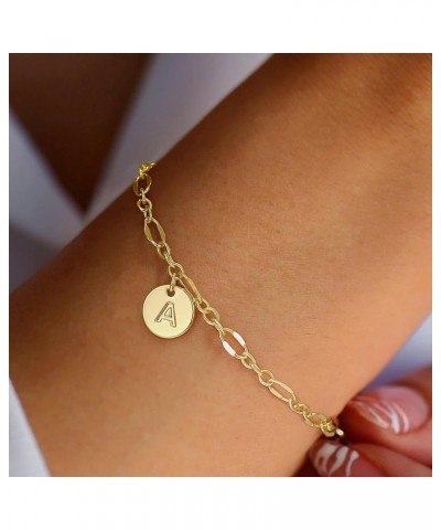 Gold Initial Bracelets for Women Girls - Stainless Steel Disc Initial Bracelet Dainty Gold Bracelets for Women Girls Jewelry ...