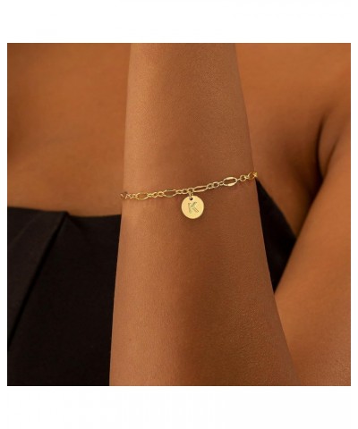 Gold Initial Bracelets for Women Girls - Stainless Steel Disc Initial Bracelet Dainty Gold Bracelets for Women Girls Jewelry ...