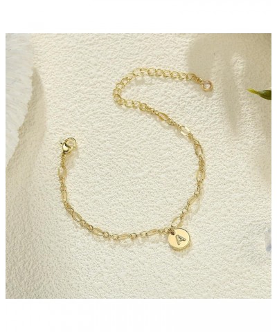 Gold Initial Bracelets for Women Girls - Stainless Steel Disc Initial Bracelet Dainty Gold Bracelets for Women Girls Jewelry ...