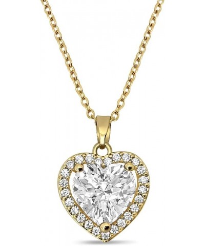 Heart Pendant Stainless Steel Zircon Necklace for Women in white Diamond color and heart shape $14.84 Necklaces