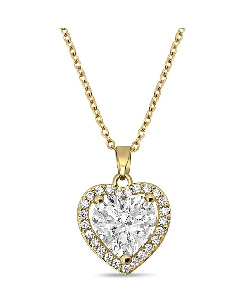 Heart Pendant Stainless Steel Zircon Necklace for Women in white Diamond color and heart shape $14.84 Necklaces