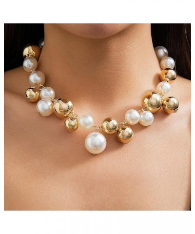 Pearl Necklaces for Women Chunky Pearl Necklaces Big Pearl Necklaces Exaggerated Large Pearl Necklaces Statement Necklace Wed...