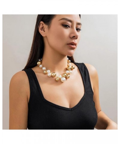 Pearl Necklaces for Women Chunky Pearl Necklaces Big Pearl Necklaces Exaggerated Large Pearl Necklaces Statement Necklace Wed...