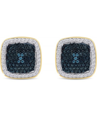 Round Cut Blue Natural Diamond Accent Stud Earrings In 14K Gold Over Sterling Silver (0.04 Ct) yellow-gold-plated-silver $26....