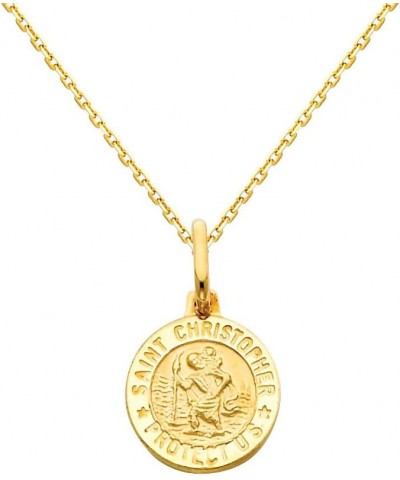 14k Yellow Gold Religious Saint Christopher Medal Pendant with 0.9mm Cable Chain Necklace 16.0 Inches $77.20 Necklaces