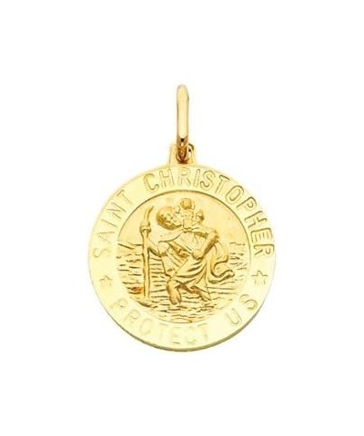 14k Yellow Gold Religious Saint Christopher Medal Pendant with 0.9mm Cable Chain Necklace 16.0 Inches $77.20 Necklaces