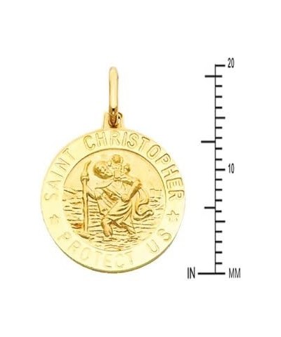 14k Yellow Gold Religious Saint Christopher Medal Pendant with 0.9mm Cable Chain Necklace 16.0 Inches $77.20 Necklaces