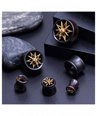 Ebony Wood Metal Skull Style Gauges for Ears Piercing Body Jewelry Tunnels Plugs 1 Pair Selling 0g to 1 Inch. M836H 00g(10mm)...