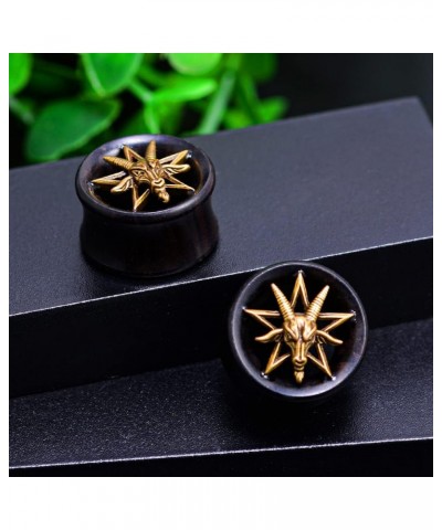 Ebony Wood Metal Skull Style Gauges for Ears Piercing Body Jewelry Tunnels Plugs 1 Pair Selling 0g to 1 Inch. M836H 00g(10mm)...