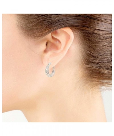 Sterling Silver High Polished Filigree Heart Oval Hoop Earrings Sterling Silver $14.70 Earrings