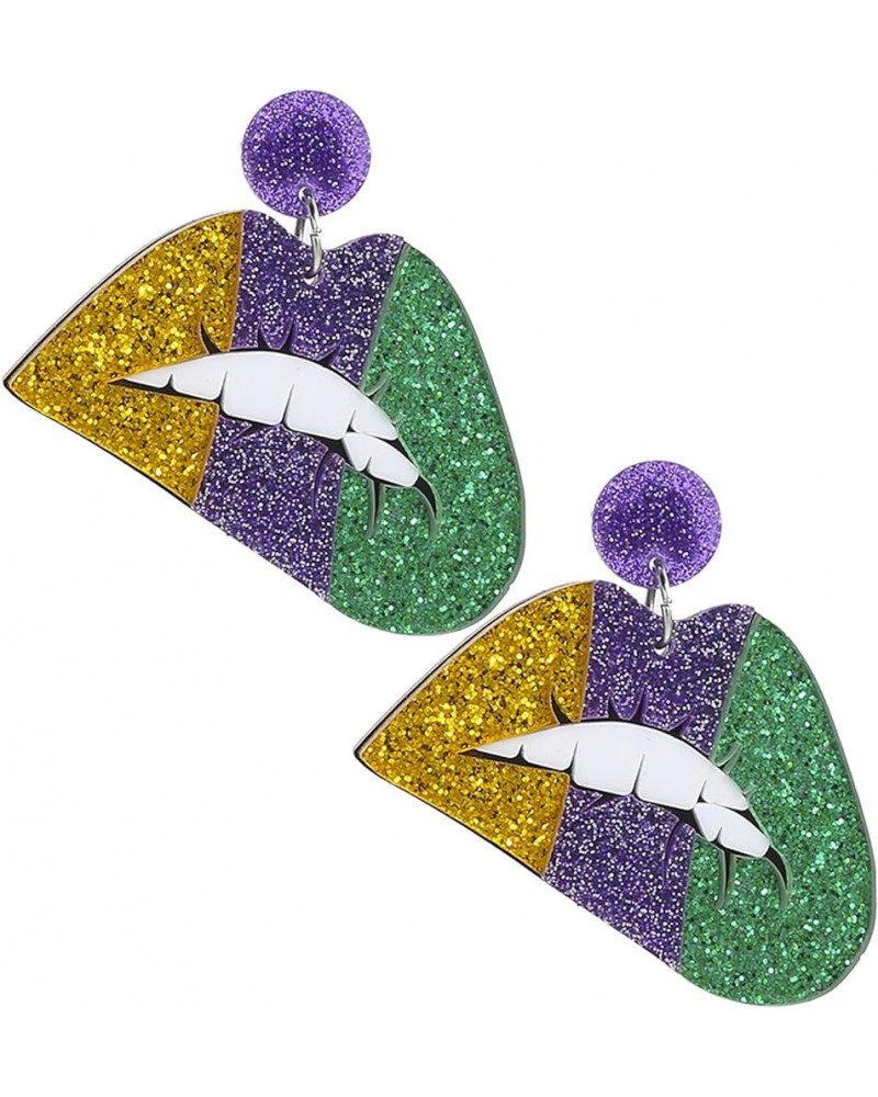 Mardi Gras Earrings Colorful Mardi Gras Acrylic Earrings Lobster Hat Mouth Feather Mask Shape Mardi Gras Theme Earrings Carni...