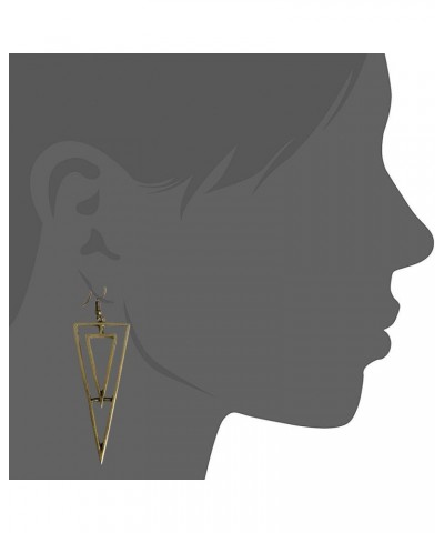 Womens Bohemian Long Geometric Open Triangle Chevron Brass Charm Dangle Earring $6.09 Earrings