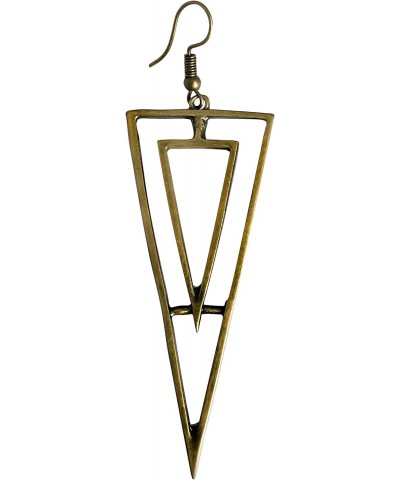 Womens Bohemian Long Geometric Open Triangle Chevron Brass Charm Dangle Earring $6.09 Earrings