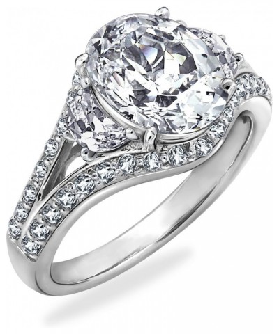 Clad Sterling Silver Cubic Zirconia 100-Facet Oval Cut Ring $22.56 Rings